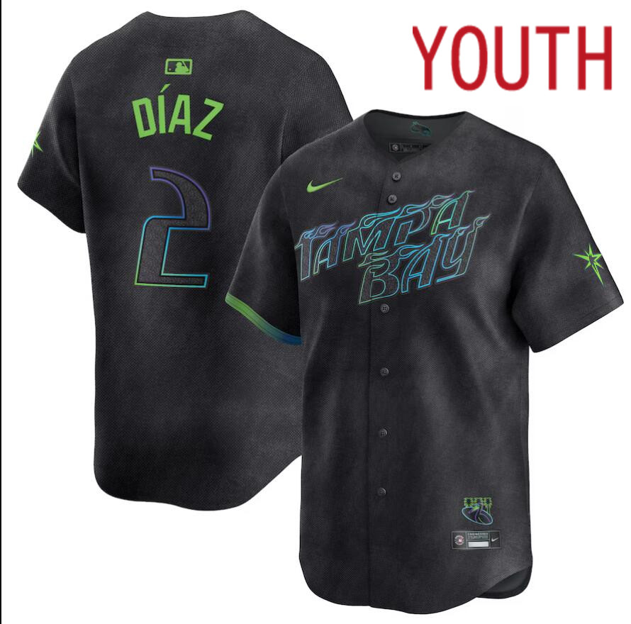 Youth Tampa Bay Rays 2 Yandy Diaz Nike MLB Limited City Connect Black 2024 Jersey